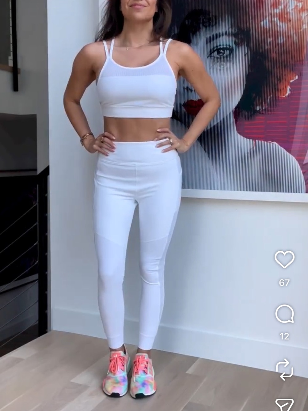 Alala White Ribbed Strappy Sports Bra and Leggings Set